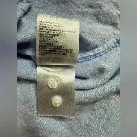 H&M Men’s Linen Blend Blue Button up Long sleeve Size Large - Picture 11 of 11